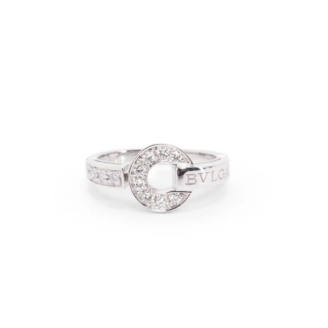18k White Gold & Diamond Bulgari Ring in White from Blue Spinach
