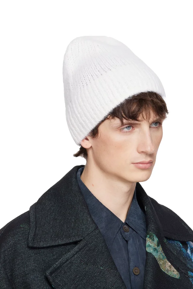 Dries Van Noten White Alpaca Blend Beanie, photo 2 of 2 from SSENSE