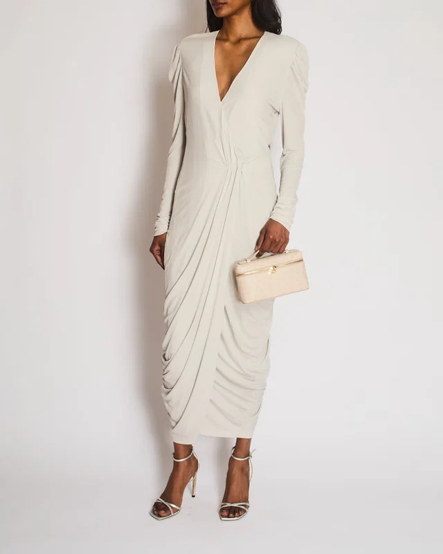 Alexander McQueen Grey Long Sleeve Wrap Dress Size IT 44 (UK 12) in Grey from Sellier