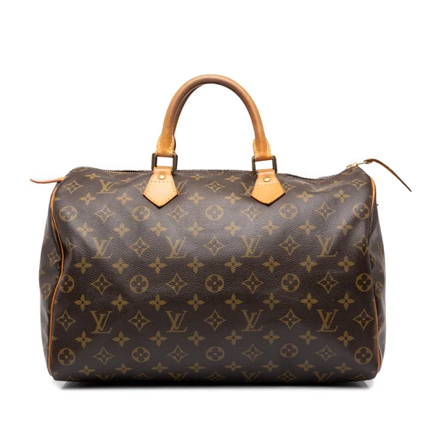 Brown Louis Vuitton Monogram Speedy 35 Boston Bag in Brown Coated canvas from Designer Revival