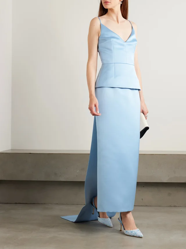 EMILIA WICKSTEAD Harleigh convertible duchesse-satin midi skirt in Blue, photo 2 of 2 from NET-A-PORTER (Canada)