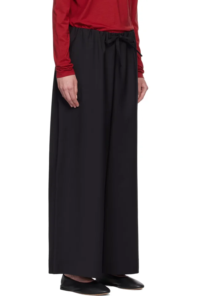 TOTEME Black Drawstring Dinner Trousers, photo 2 of 4 from SSENSE