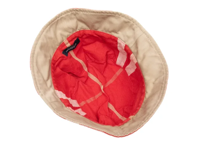 Beige & Red Burberry Nova Check-Trimmed Bucket Hat in Beige from Designer Revival, photo 4 of 5