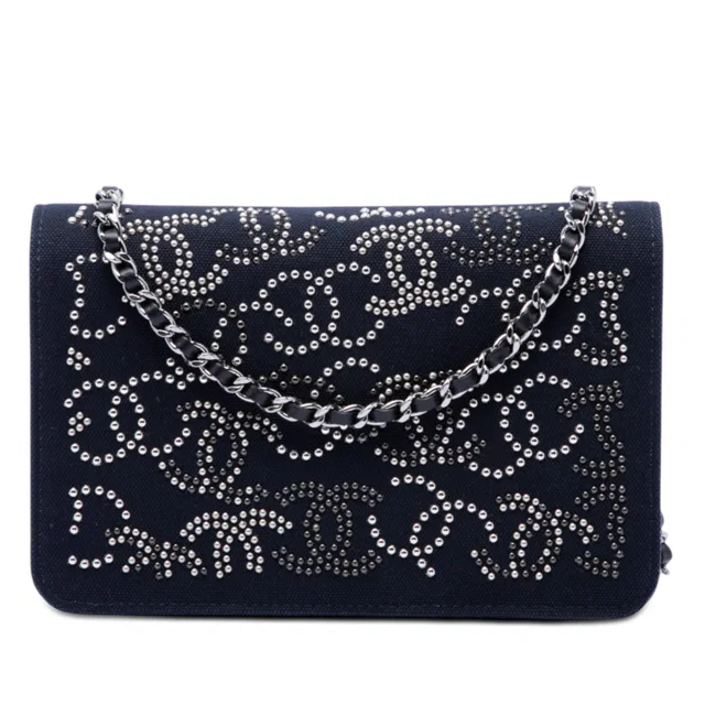Blue Chanel Paris Shanghai Crystal Embellished Canvas Wallet On Chain Crossbody Bag in Blue Canvas from Designer Revival