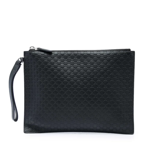 Black Gucci Microguccissima Clutch in Black Leather from Designer Revival
