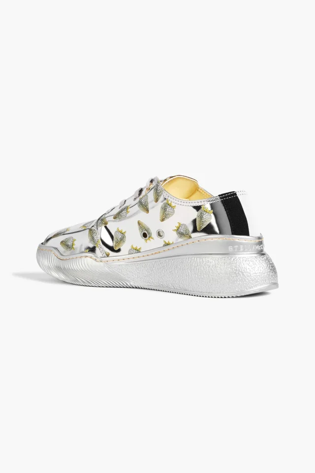 Stella McCartney Loop Printed Mirrored Sneakers in Silver, photo 3 of 4 from THE OUTNET
