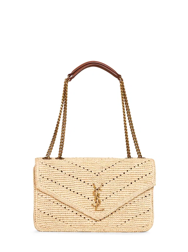 Saint Laurent Loulou Shoulder Bag — Beige Raffia in Beige Raffia from HEWI