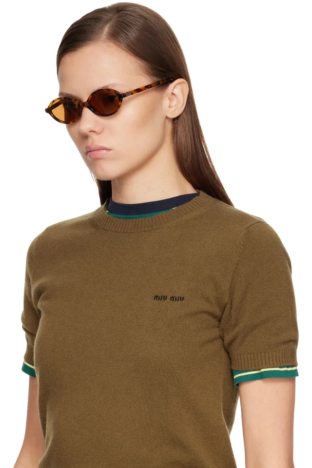 Miu Miu Eyewear Brown Miu Regard Sunglasses, photo 4 of 4 from SSENSE