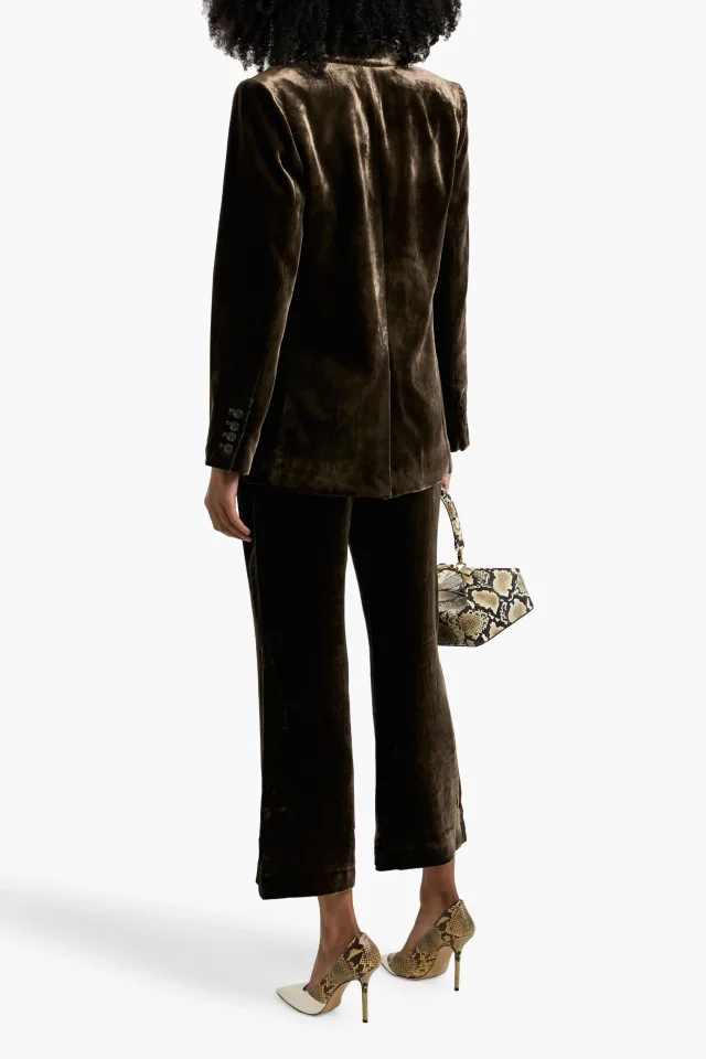 Frame Cropped Velvet Flared Pants in Chocolate, photo 7 of 8 from THE OUTNET