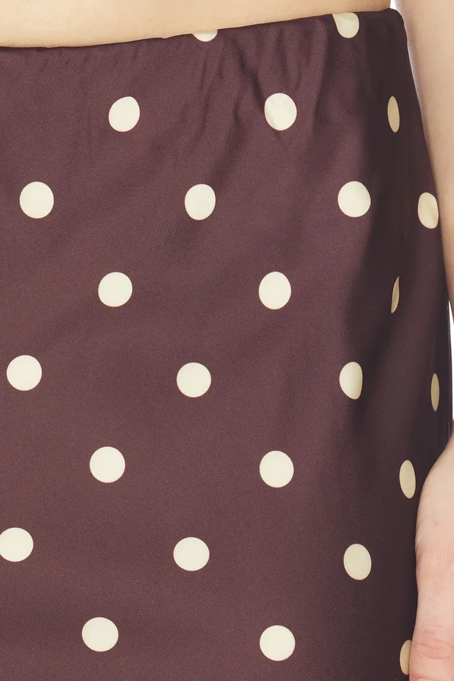 Runaway The Label Blaine Maxi Skirt in Chocolate & Lemon Polka Dot, photo 6 of 6 from REVOLVE (Canada)
