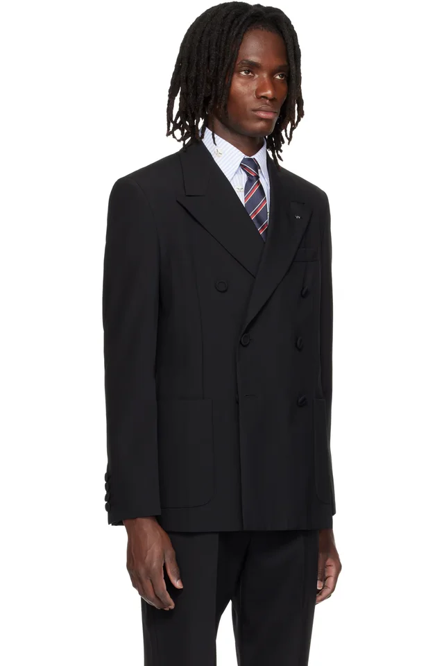 Valentino Black Double-Breasted Wool Blazer, photo 2 of 4 from SSENSE