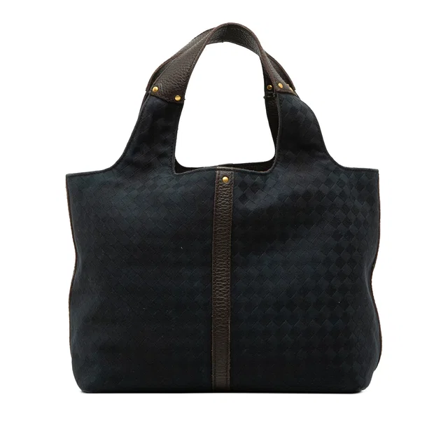 Black Bottega Veneta Canvas Intrecciato Handbag in Black Woven leather from Designer Revival