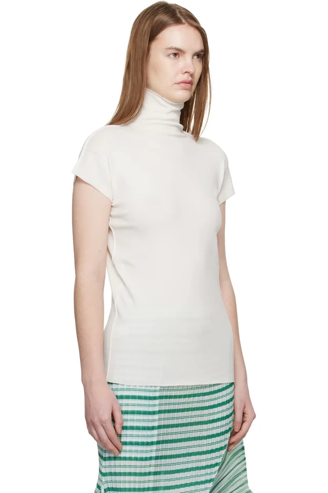ISSEY MIYAKE White December Cotton Baguette Turtleneck, photo 2 of 4 from SSENSE