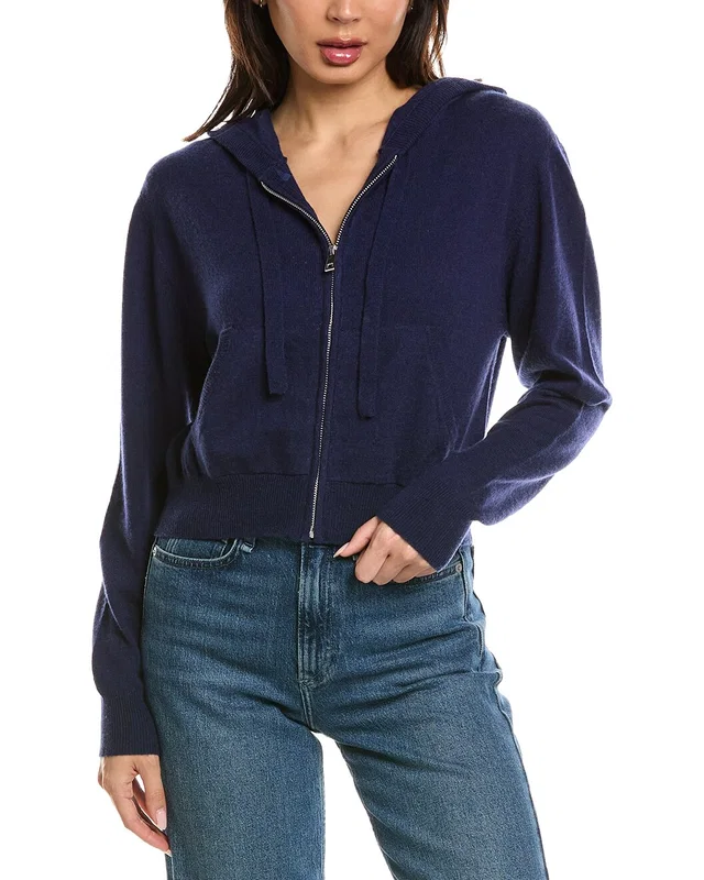Brodie Cashmere Cropped Zip Up Wool & Cashmere-Blend Hoodie, image 1 of 1 from Rue La La