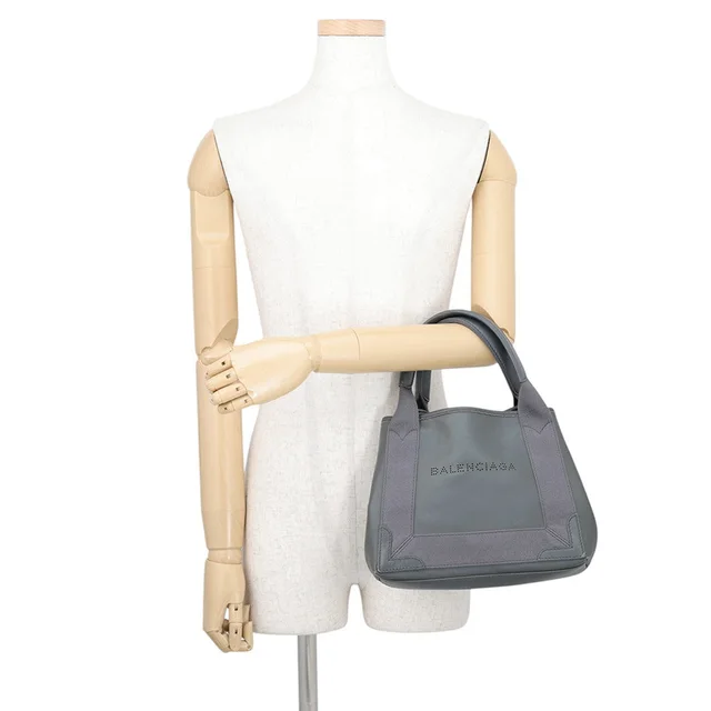 Balenciaga Navy Cabas Perforated 2-Way Bag Gray390346 Leather Canvas Size XS in Navy Canvas from GALLERY RARE, photo 4 of 8