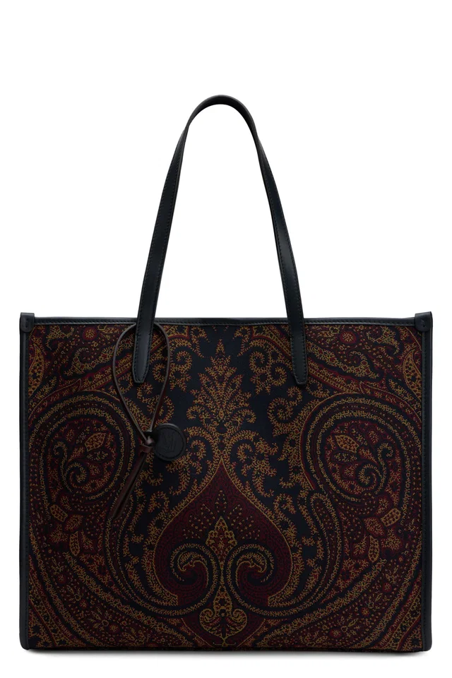 Etro Paisley Embroidered Canvas Tote Bag — Brown in Brown Canvas from HEWI