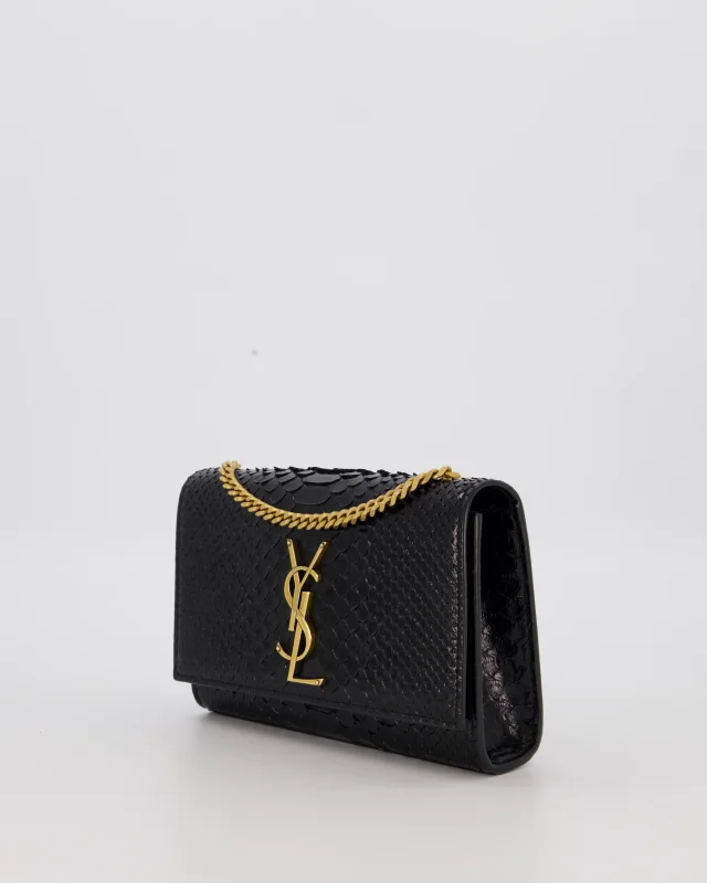 Saint Laurent Kate Monogram Chain Wallet Bag in Black Python from Sellier, photo 3 of 4