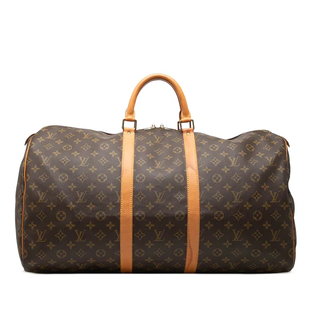 Brown Louis Vuitton Monogram Keepall 55 Travel Bag in Brown Coated canvas from Designer Revival