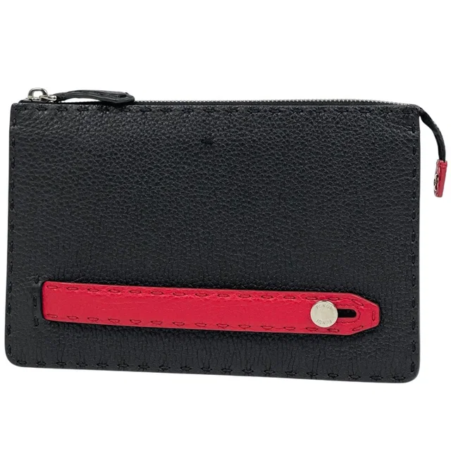 Fendi Selleria Clutch Leather Black in Black Leather from The Reluxe