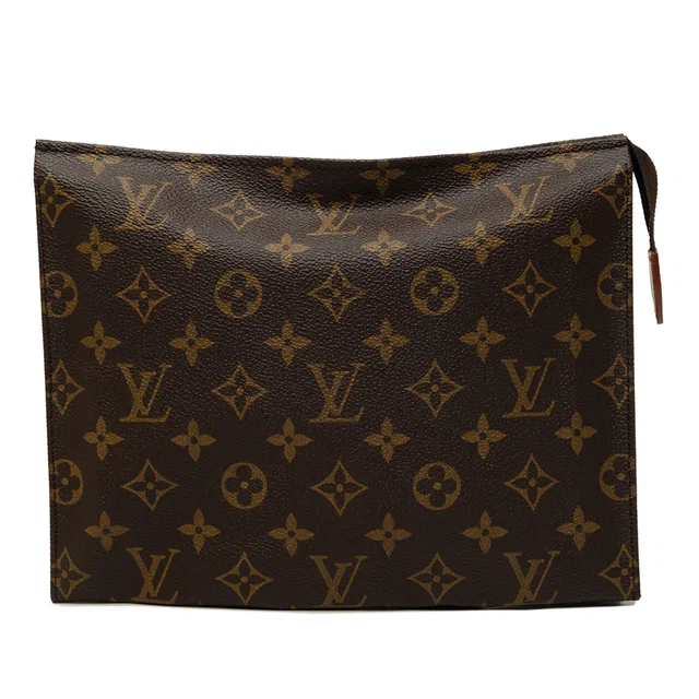 Brown Louis Vuitton Monogram Toiletry Pouch 26 Clutch Bag in Brown Coated canvas from Designer Revival