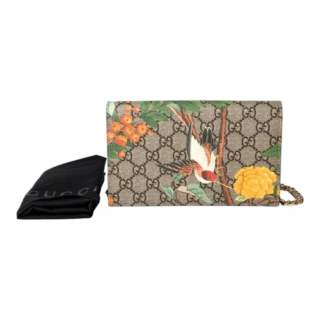 Gucci GG Supreme Monogram Tian Wallet On Chain from Luxury Promise