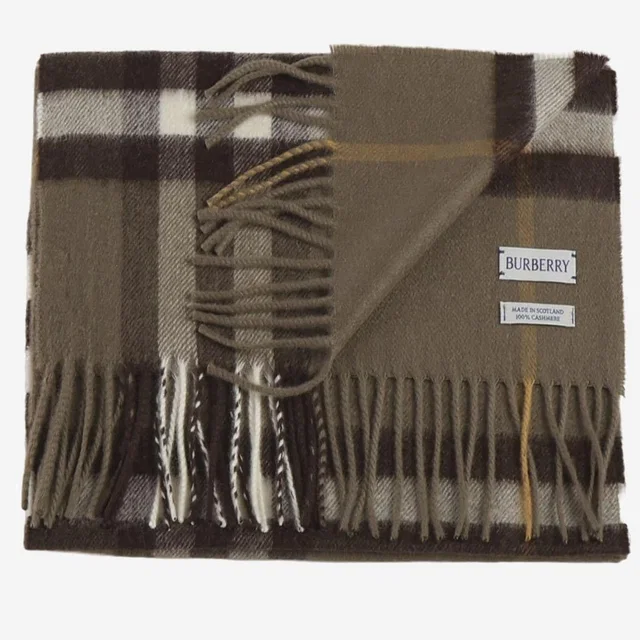 Burberry Cashmere Check Scarf — Brown Scarfs in Brown Cashmere from HEWI