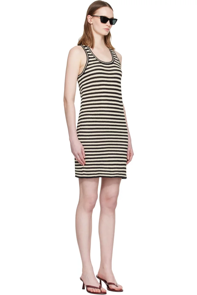 ANINE BING Black & Off-White Arie Minidress, photo 2 of 2 from SSENSE