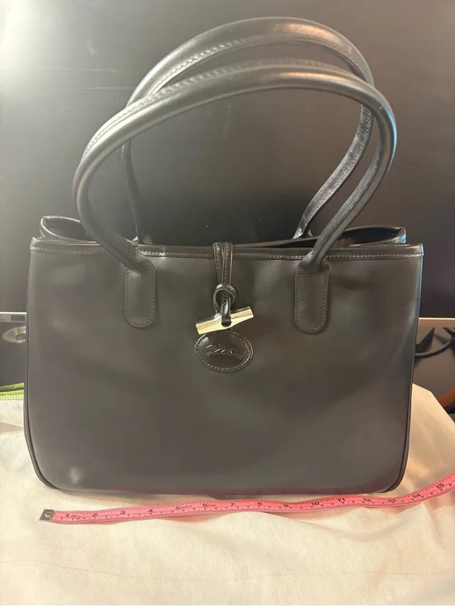 Longchamp Leather Tote With Toggle in black Leather from Poshmark