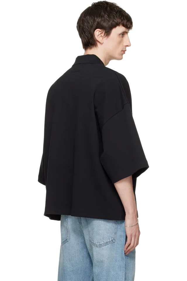 Fear of God ESSENTIALS Black Signature 90s Cropped Polo, photo 3 of 4 from SSENSE