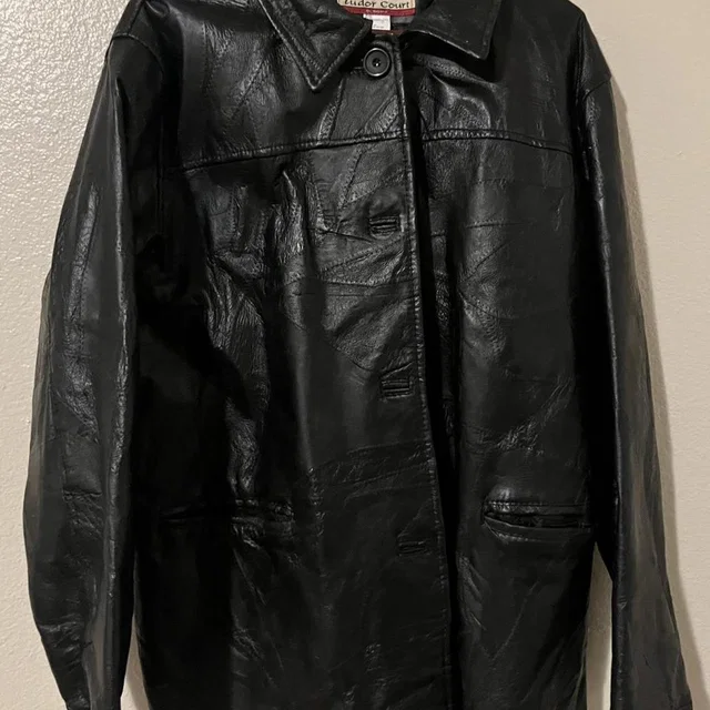Tudor Women's Blazer Jacket - Black in black from Depop