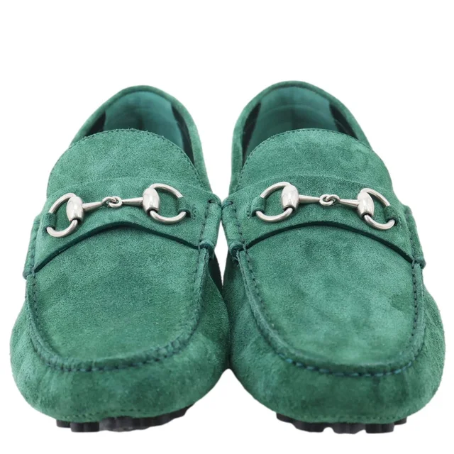 Gucci Horsebit Driver Suede Men's Loafers Green 765859 Size 9 in Green Suede from Dallas Designer Handbags