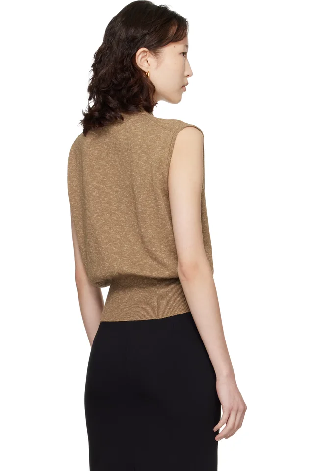 Cordera Khaki Flecked Cotton Waistcoat, photo 3 of 4 from SSENSE