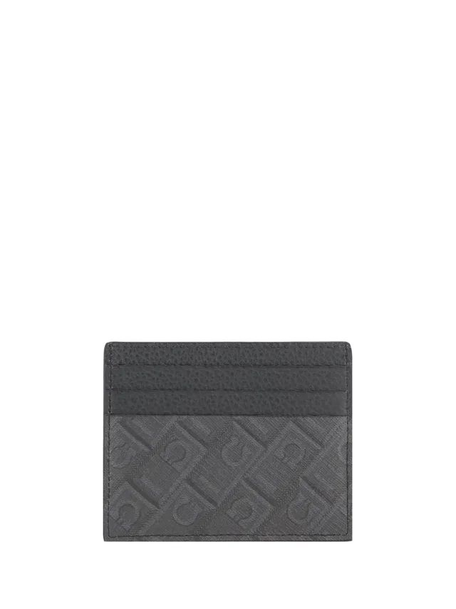 Ferragamo Gancini-Embossed Calf Leather Card Case — Gray Cases in Grey Calfskin from HEWI