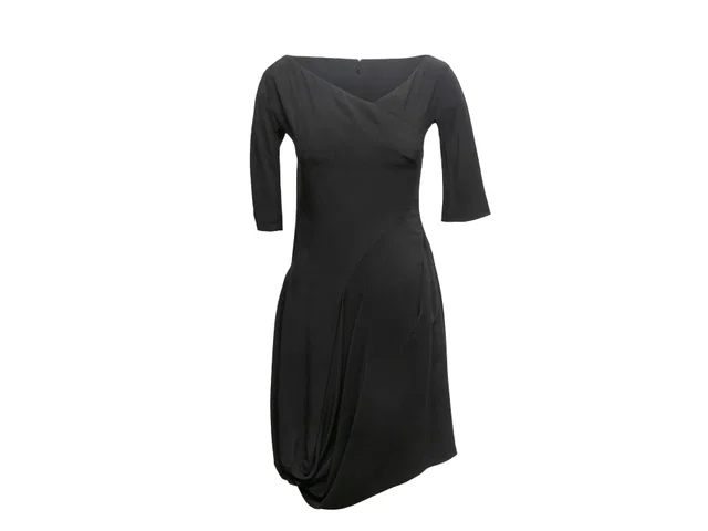 Black Alexander McQueen Draped Hem Asymmetrical Dress Size IT 40 in Black from Designer Revival