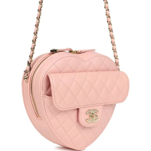 Chanel CC In Love Large Heart Bag in Pink Lambskin from Madison Avenue Couture, photo 2 of 9