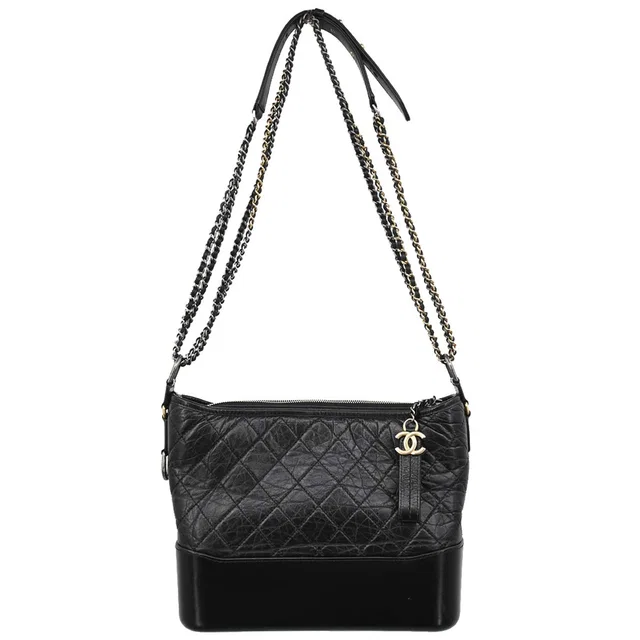 Chanel 2017-2018 Black Calfskin Medium Gabrielle Shoulder Bag in Black Calfskin from AMORE Vintage Tokyo