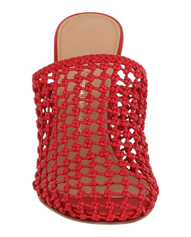 Salvatore Ferragamo Ellas X5 Caged Mules in red, photo 4 of 6 from ShopSimon