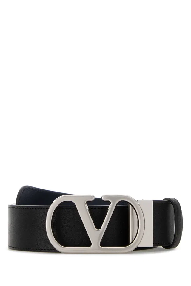 Valentino Garavani Reversibile Belt — Black Calf Leather - Bos Taurus in Black Calfskin from HEWI
