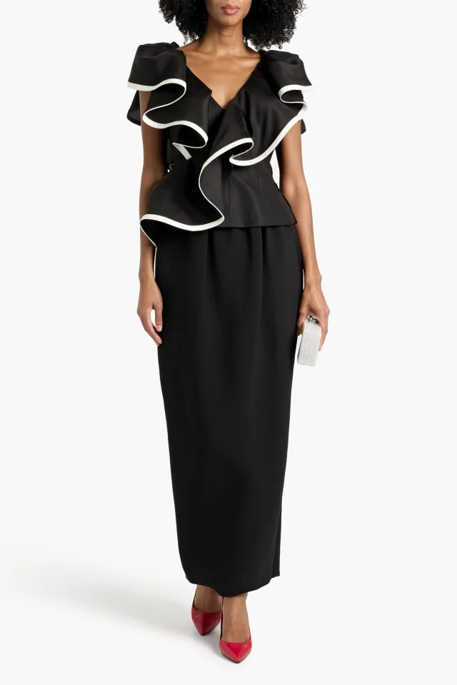 Carolina Herrera Ruffled Silk-Organza Top in Black, photo 2 of 4 from THE OUTNET
