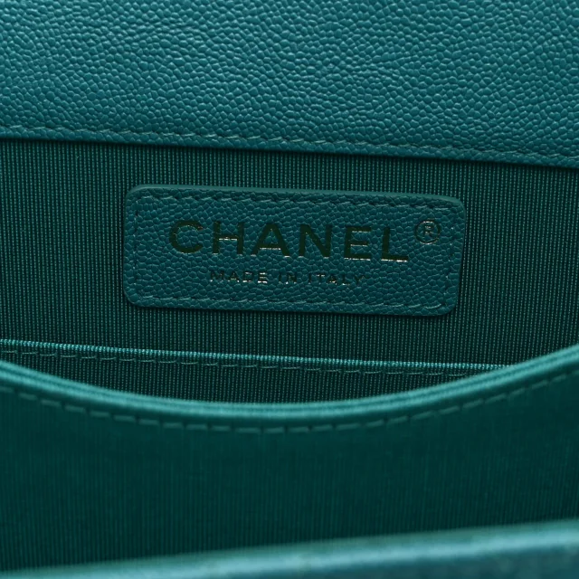 Chanel Caviar Quilted North South Boy Flap Turquoise in Blue Caviar leather from FASHIONPHILE, photo 6 of 10