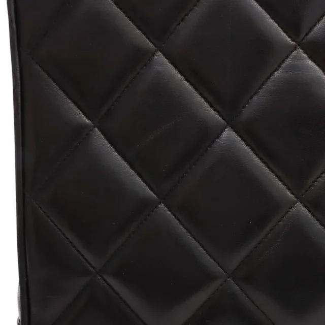 Chanel Matelassé Stitch CC Turnlock Tote Bag, Black, Made around 1995 in Black Lambskin from VINTAGE QOO TOKYO, photo 9 of 10