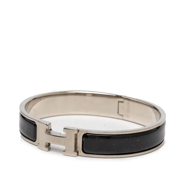 Black Hermès Narrow Enamel Clic Clac H Bracelet PM in Black from Designer Revival, photo 2 of 2