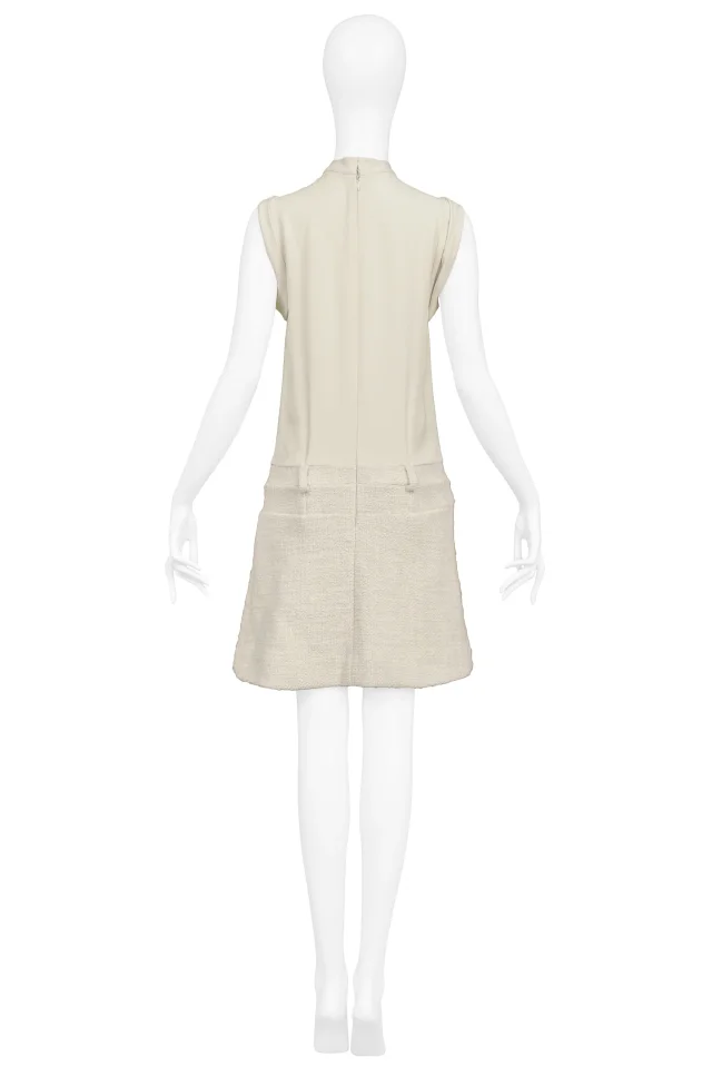 Balenciaga By Ghesquiere Off-white Box Pleat Dress 2006 in White Silk from Resurrection Vintage, photo 6 of 6