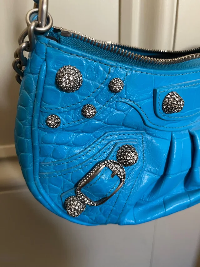 Balenciaga Le Cagole Metallic Blue Calfskin XS in Blue Calfskin from HEWI, photo 2 of 5