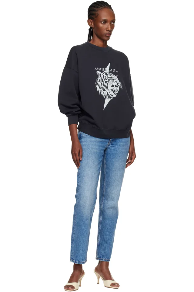 ANINE BING Black Miles Tiger Sweatshirt, photo 4 of 4 from SSENSE