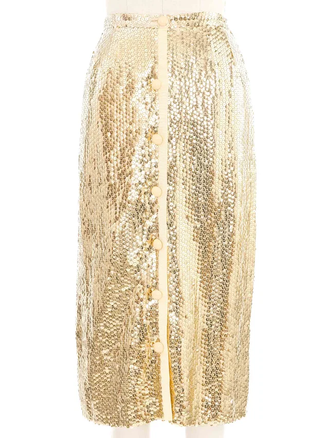 1970s Valentino Sequin Button Front Skirt from Arcade Vintage