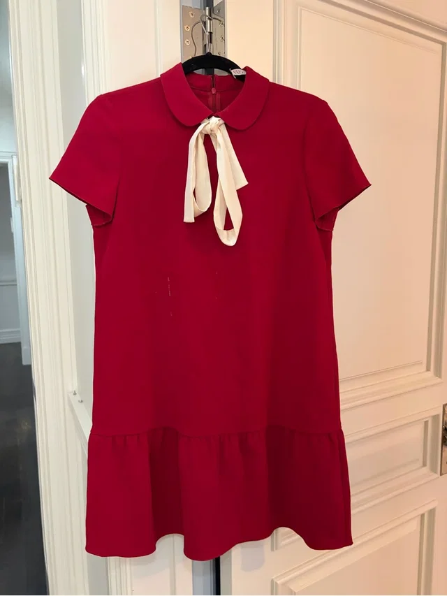 Woman Red Valentino Dress With Cream Bow Collar (Dirty) in red from Poshmark