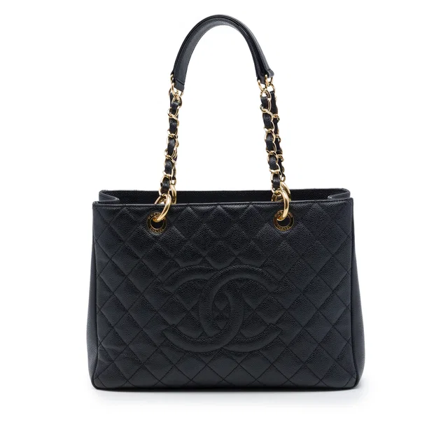 Black Chanel Caviar Grand Shopping Tote in Black Caviar leather from Designer Revival