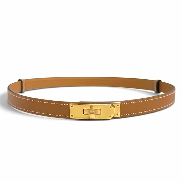 Hermès Belt Kelly Veau Epsom Gold Pink in Pink Epsom leather from The Reluxe