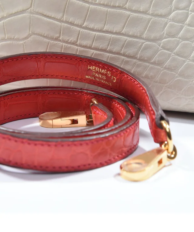 Hermès Kelly 32 HSS Beton / Geranium Matte alligator GHW #X (2016) in Crocodile from Luxury Promise, photo 19 of 20